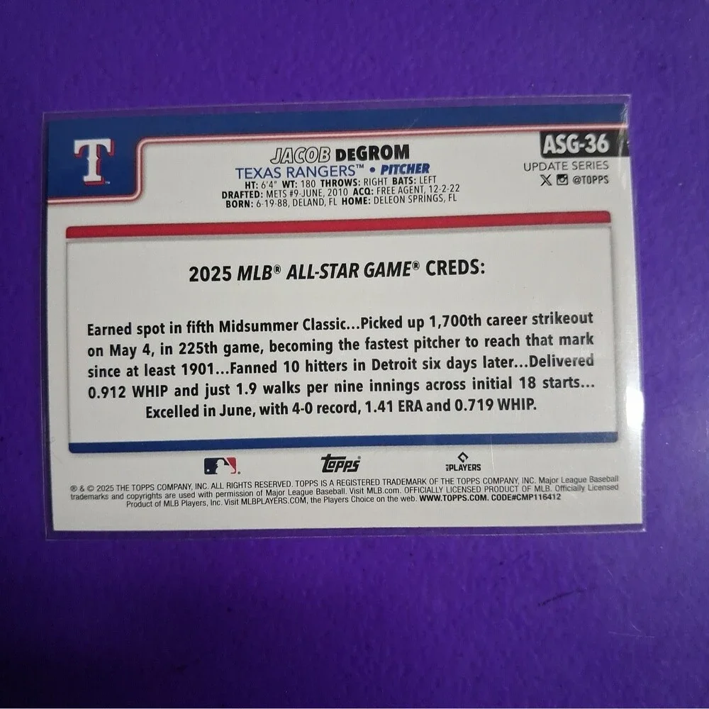 2025 Topps Update Series - 2025 All-Star Game Jacob deGrom #ASG-36